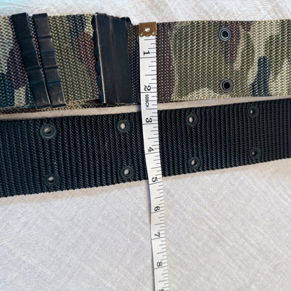 Men's Military Style Webbed Belt with Quick Release Buckle Camo‎ Black